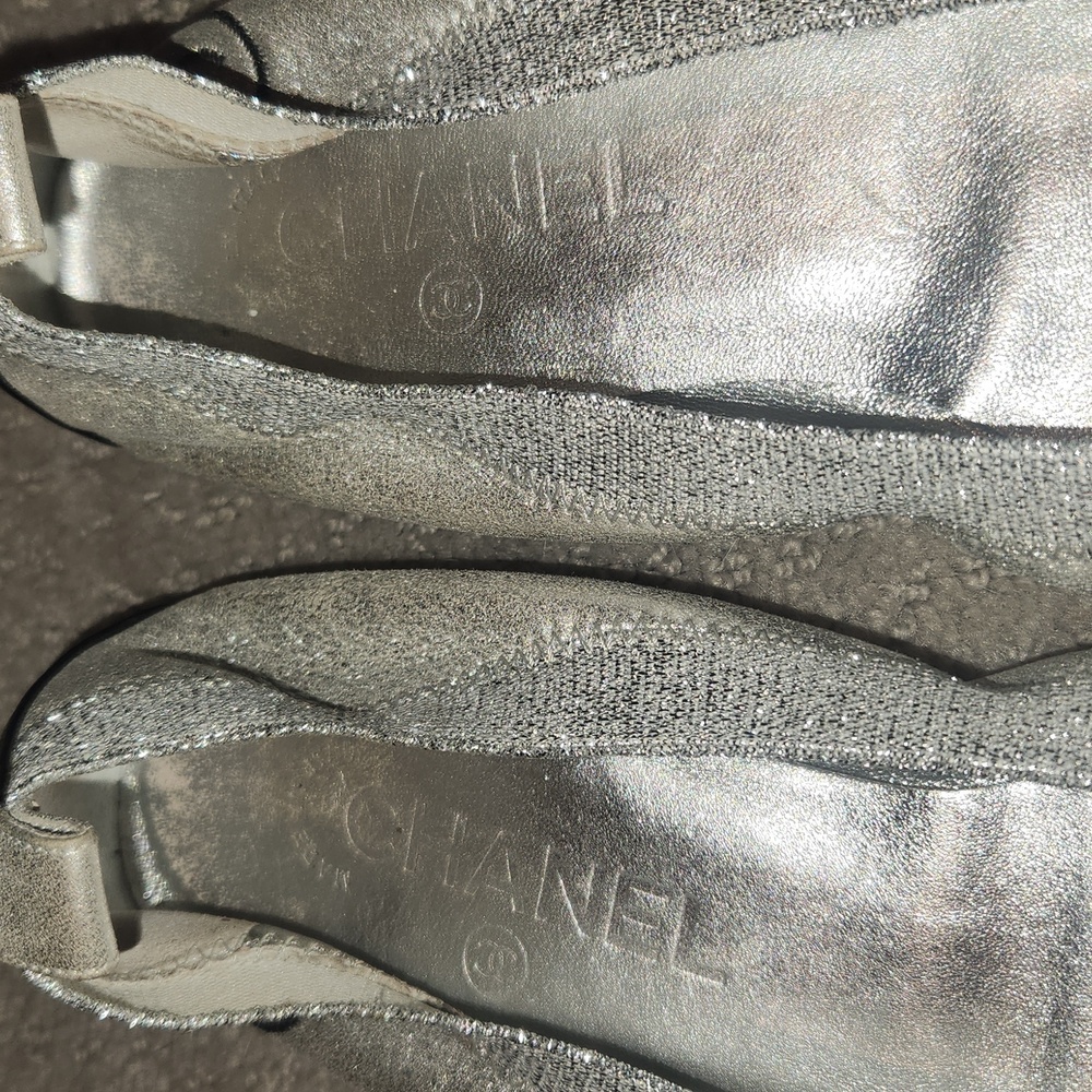 Chanel Silver And Black ballet slippers 38 1/2 [Size 8] - Picture 7 of 13